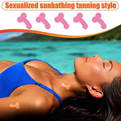 500 Pack Funny Tanning Stickers for Body - Self-Adhesive Sunbathing Bed Stickers, 1.48 x 1 Inches, Pink Paper Decals