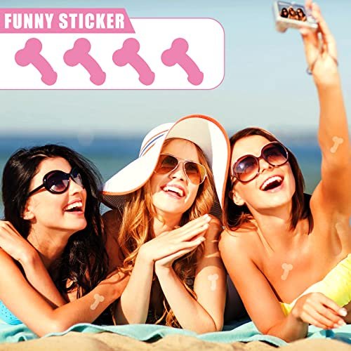 500 Pack Funny Tanning Stickers for Body - Self-Adhesive Sunbathing Bed Stickers, 1.48 x 1 Inches, Pink Paper Decals - görsel 11