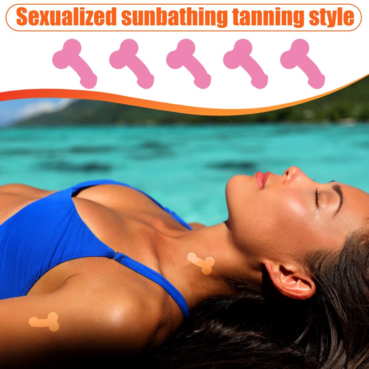 500 Pack Funny Tanning Stickers for Body - Self-Adhesive Sunbathing Bed Stickers, 1.48 x 1 Inches, Pink Paper Decals - görsel 10