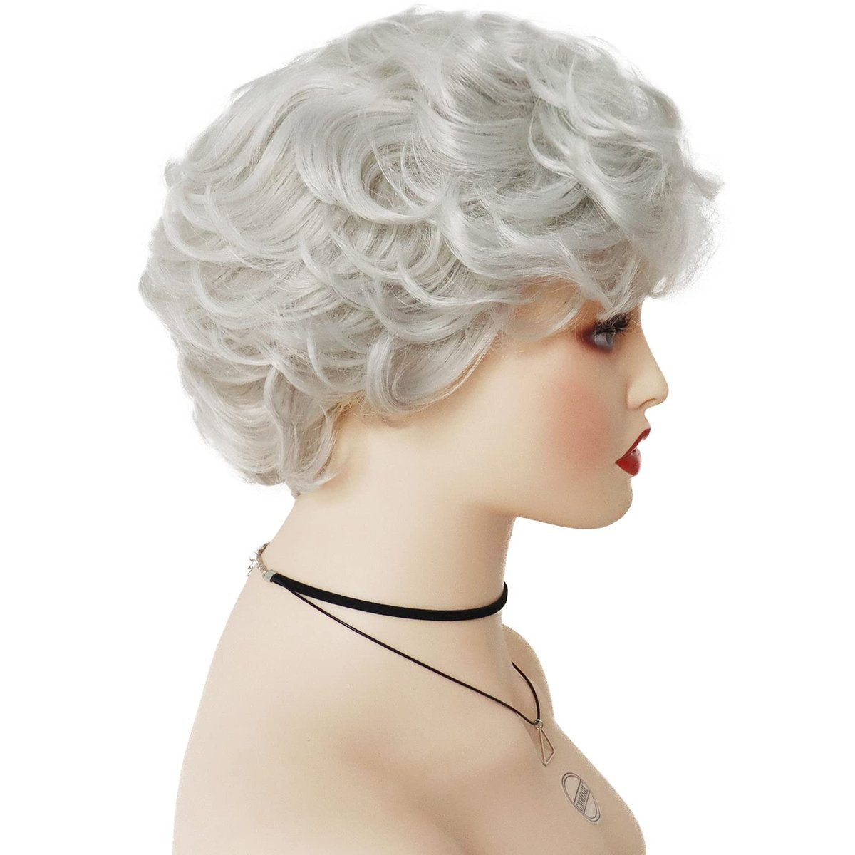 GNIMEGIL Short Curly Grey Wig for Women – Natural Granny Gray Synthetic Wig with Bangs, Perfect for Everyday, Party, and Halloween Costume - görsel 13