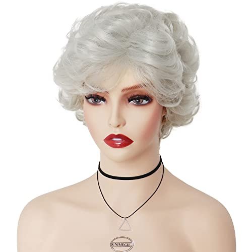 GNIMEGIL Short Curly Grey Wig for Women – Natural Granny Gray Synthetic Wig with Bangs, Perfect for Everyday, Party, and Halloween Costume - görsel 10