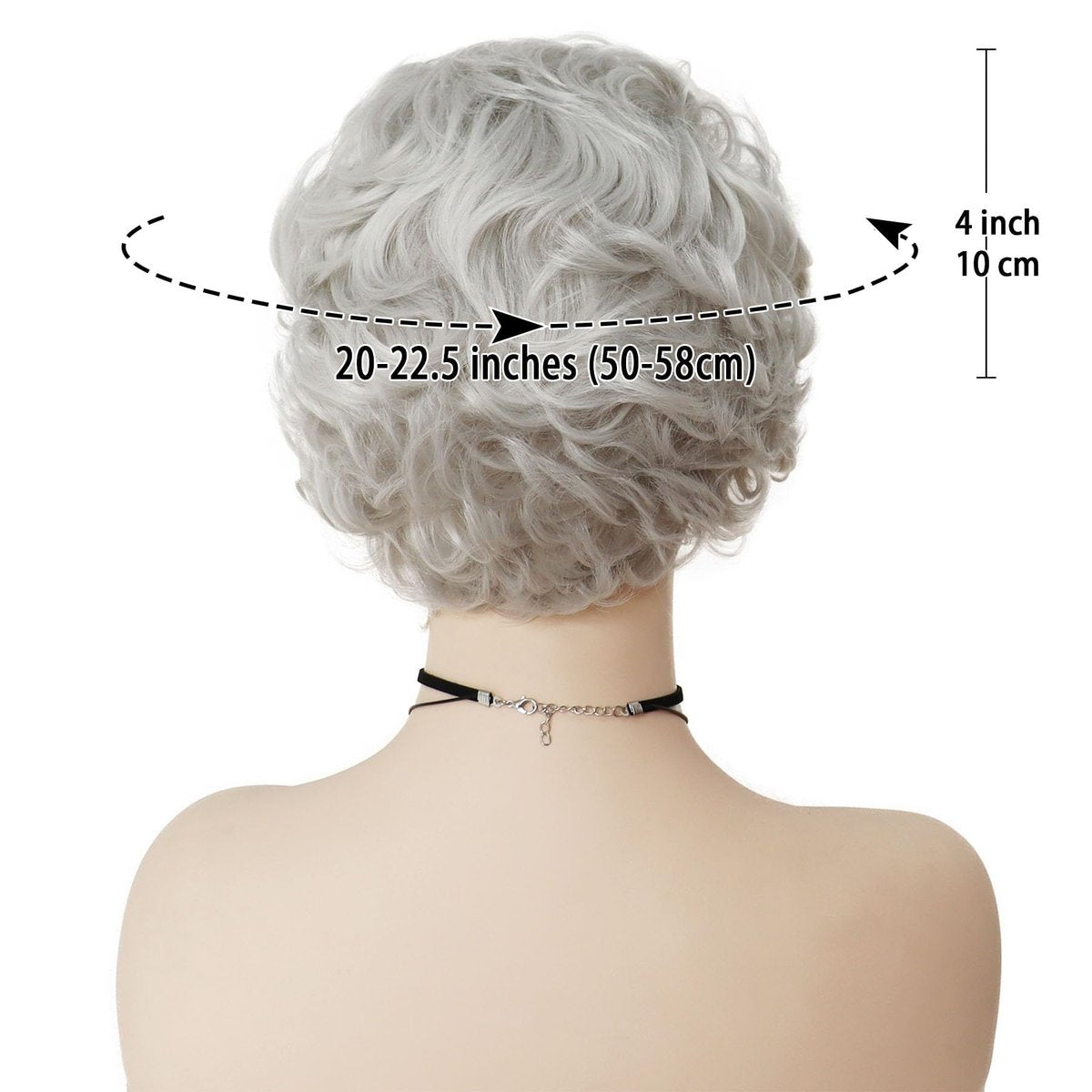 GNIMEGIL Short Curly Grey Wig for Women – Natural Granny Gray Synthetic Wig with Bangs, Perfect for Everyday, Party, and Halloween Costume - görsel 5