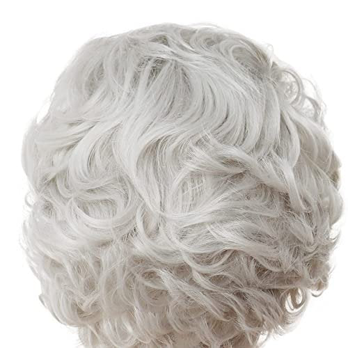 GNIMEGIL Short Curly Grey Wig for Women – Natural Granny Gray Synthetic Wig with Bangs, Perfect for Everyday, Party, and Halloween Costume - görsel 12