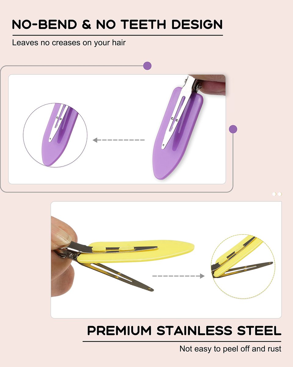 No Crease Hair Clips, 60 Pcs 2.3in Duck Billed Clips for Hair Sectioning and Styling (6 Colors) - görsel 8