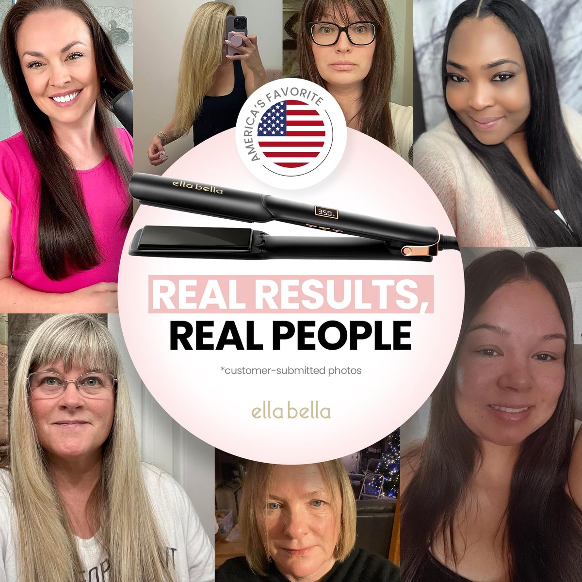 ELLA BELLA® Ceramic Flat Iron Hair Straightener - Professional Straightening Iron with Digital Display | As Featured in Good Housekeeping Avelisse