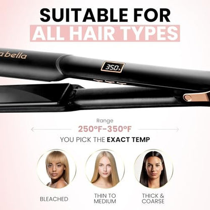 ELLA BELLA® Ceramic Flat Iron Hair Straightener - Professional Straightening Iron with Digital Display | As Featured in Good Housekeeping Avelisse