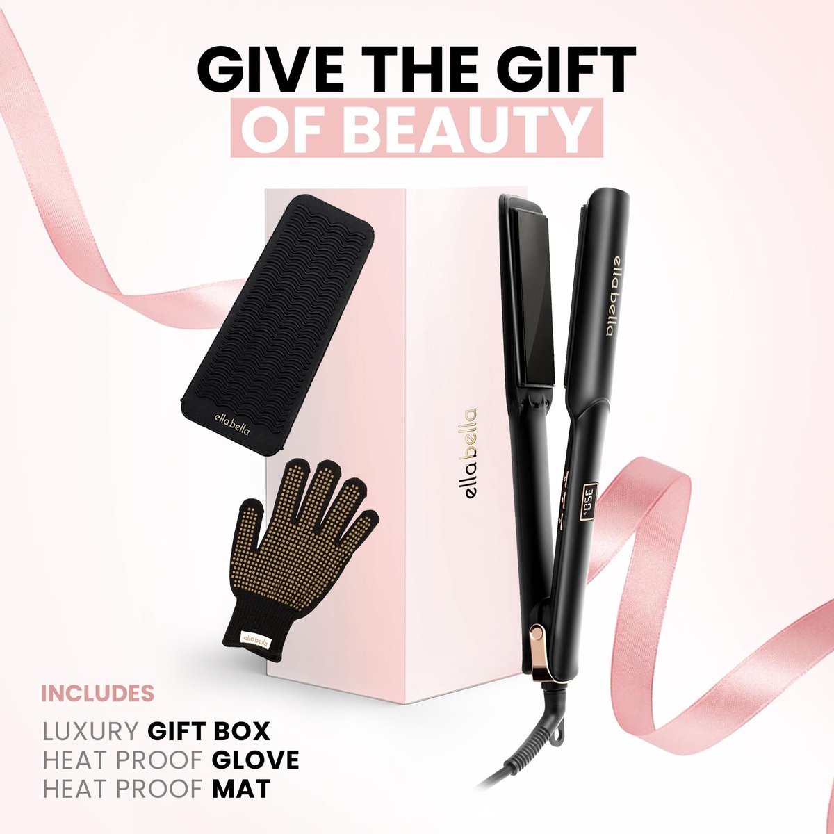 ELLA BELLA® Ceramic Flat Iron Hair Straightener - Professional Straightening Iron with Digital Display | As Featured in Good Housekeeping Avelisse