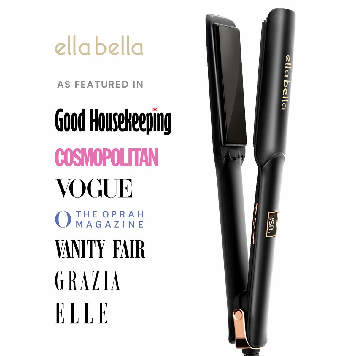 ELLA BELLA® Ceramic Flat Iron Hair Straightener - Professional Straightening Iron with Digital Display | As Featured in Good Housekeeping Avelisse