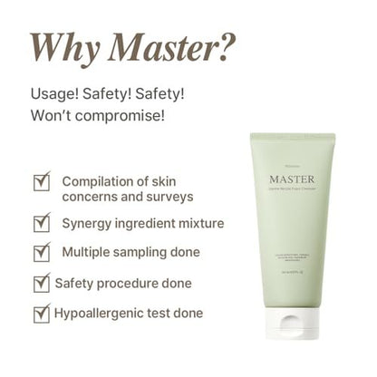 mixsoon Master Gentle Recipe Foam Cleanser - Mild Exfoliation Daily Cleanser with Amino Acid Complex and Cica, Soft Foam for Clear, Moisturized Skin (150ml / 5.07 fl. oz.) Avelisse