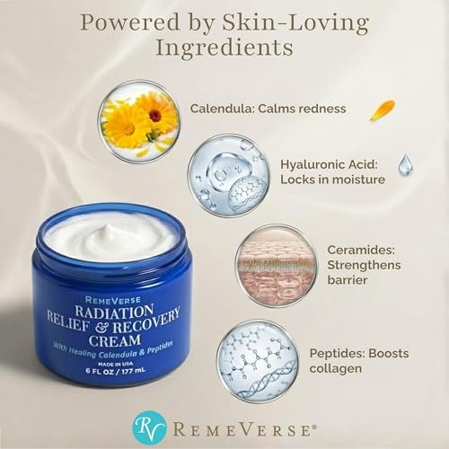 RemeVerse Radiation Cream – Unscented, Gentle, Hyaluronic Acid, Peptides & Calendula for Burns, Soothing & Hydrating Sensitive Skin – 6 fl oz Avelisse