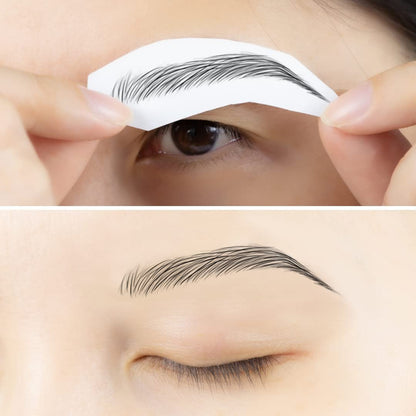 Bliss and Beyond USA Waterproof Eyebrow Tattoo Stickers - Natural Black, 12 Pair - Real Hair Stroke Look, Hair Loss Solution Avelisse