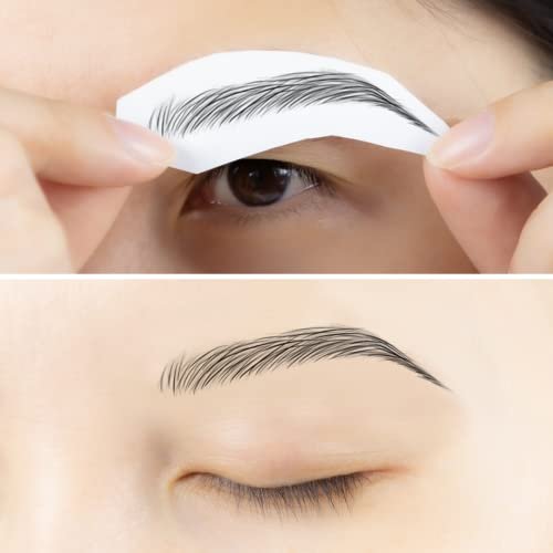 Bliss and Beyond USA Waterproof Eyebrow Tattoo Stickers - Natural Black, 12 Pair - Real Hair Stroke Look, Hair Loss Solution Avelisse