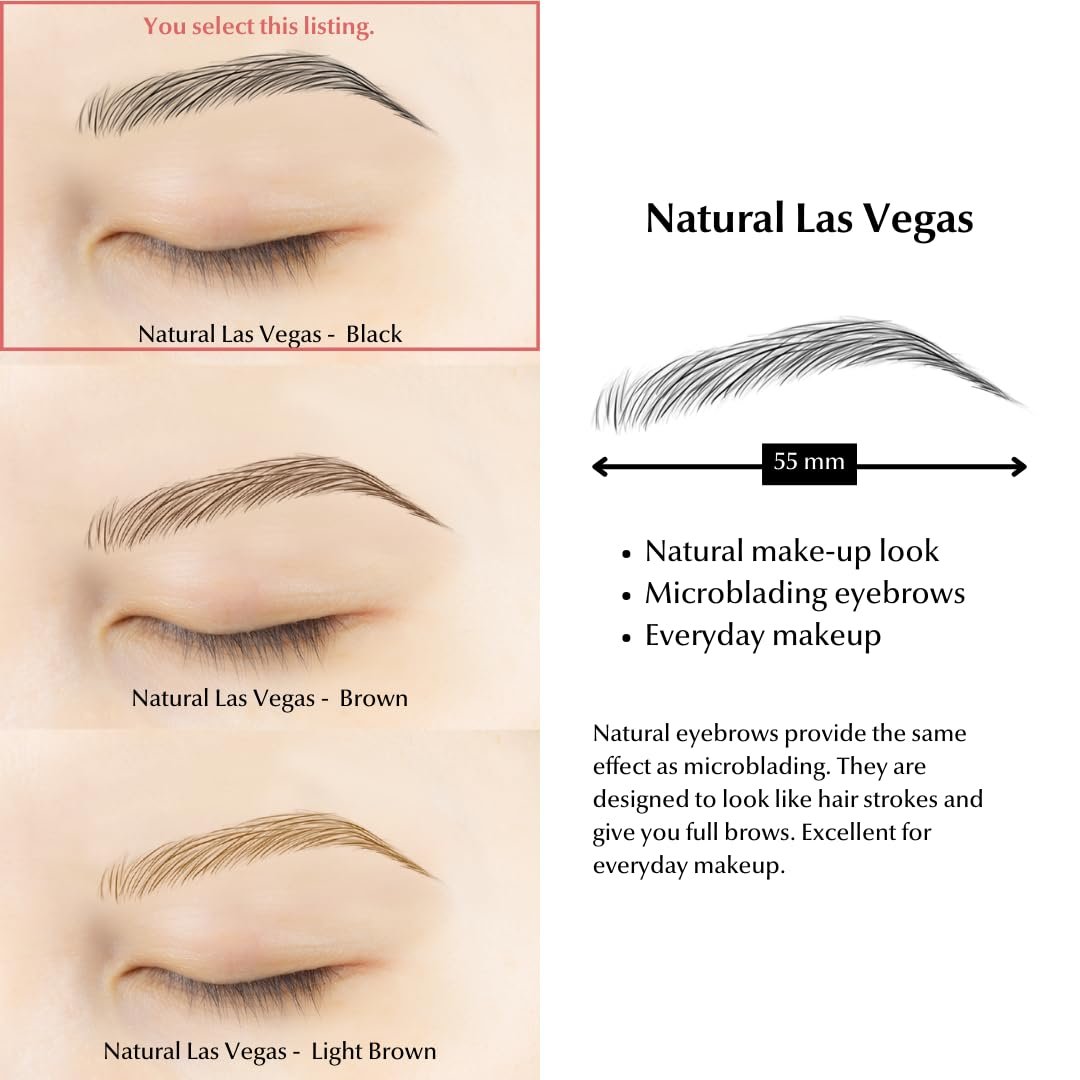 Bliss and Beyond USA Waterproof Eyebrow Tattoo Stickers - Natural Black, 12 Pair - Real Hair Stroke Look, Hair Loss Solution Avelisse