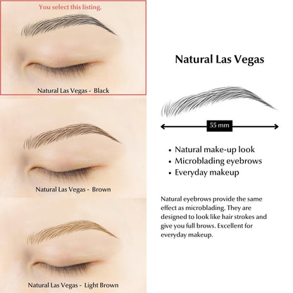 Bliss and Beyond USA Waterproof Eyebrow Tattoo Stickers - Natural Black, 12 Pair - Real Hair Stroke Look, Hair Loss Solution Avelisse