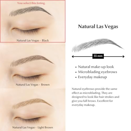 Bliss and Beyond USA Waterproof Eyebrow Tattoo Stickers - Natural Black, 12 Pair - Real Hair Stroke Look, Hair Loss Solution Avelisse