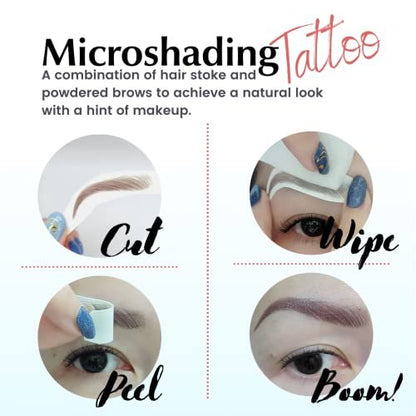 Bliss and Beyond USA Waterproof Eyebrow Tattoo Stickers - Dark Brown, 12 Pairs - Real Hair Stroke Look for Hair Loss Solution Avelisse