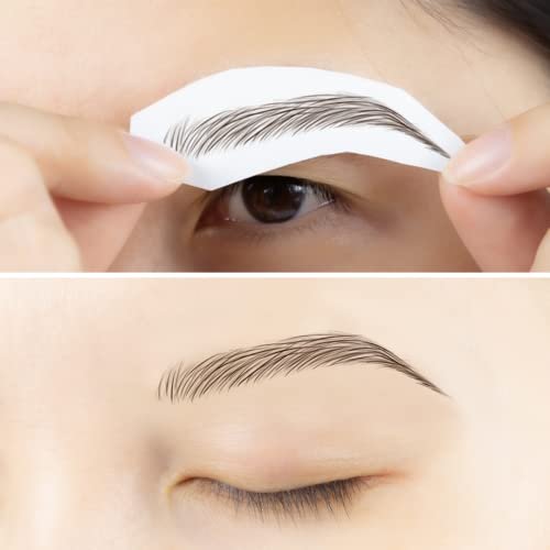 Bliss and Beyond USA Waterproof Eyebrow Tattoo Stickers - Dark Brown, 12 Pairs - Real Hair Stroke Look for Hair Loss Solution Avelisse