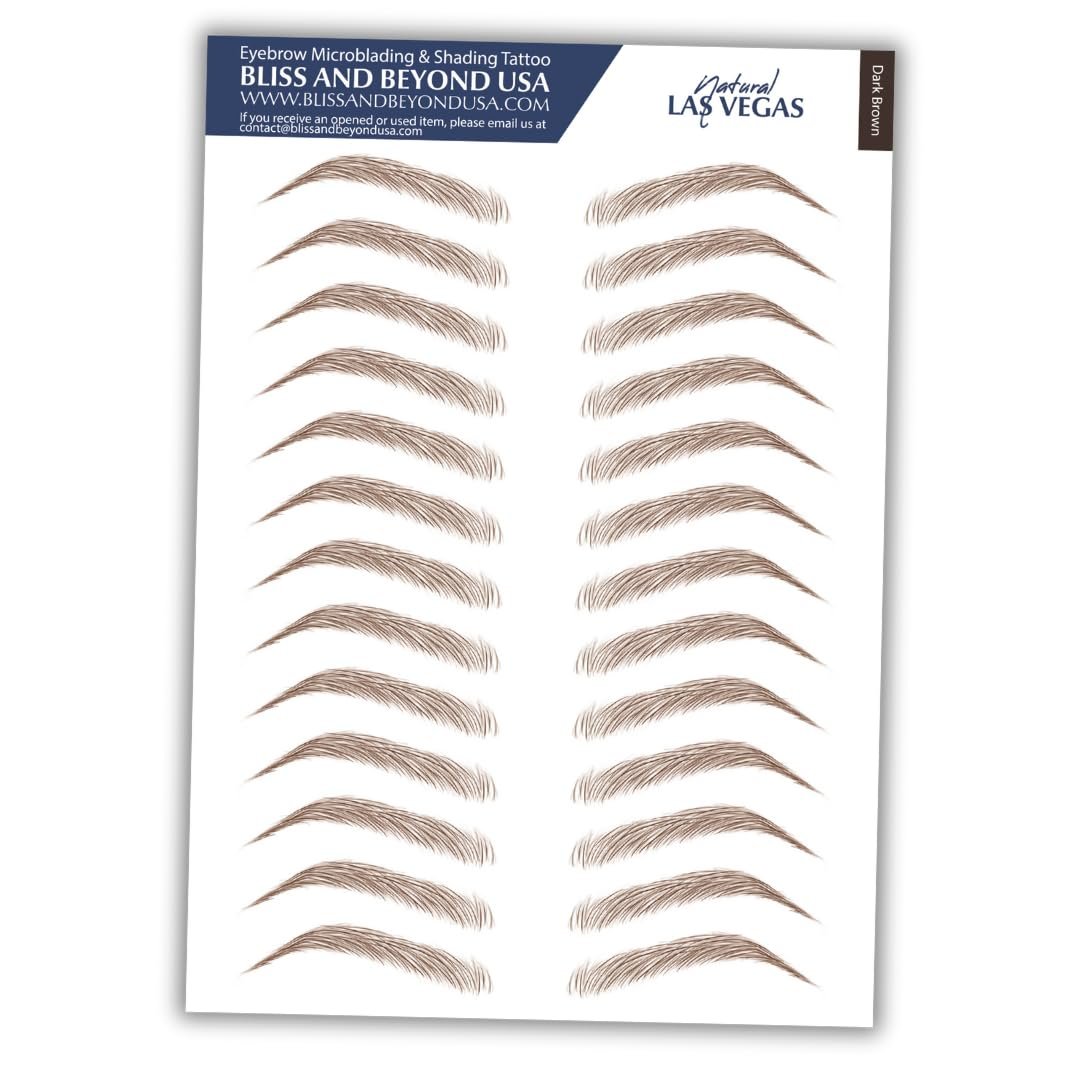 Bliss and Beyond USA Waterproof Eyebrow Tattoo Stickers - Dark Brown, 12 Pairs - Real Hair Stroke Look for Hair Loss Solution Avelisse