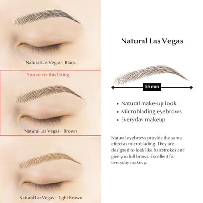 Bliss and Beyond USA Waterproof Eyebrow Tattoo Stickers - Dark Brown, 12 Pairs - Real Hair Stroke Look for Hair Loss Solution Avelisse