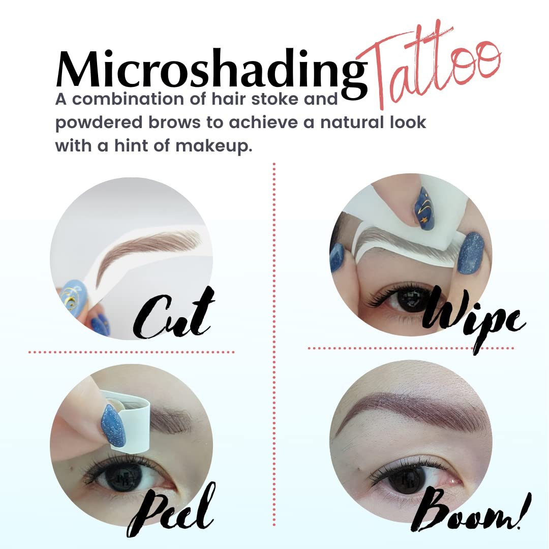 Bliss and Beyond USA Waterproof Eyebrow Tattoo Stickers - Dark Brown, 12 Pairs - Real Hair Stroke Look for Hair Loss Solution Avelisse