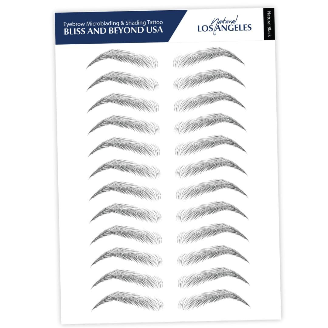Bliss and Beyond USA Waterproof Eyebrow Tattoo Stickers | Natural Black | Real Hair Stroke Look | Temporary Hair Replacement Solution Avelisse