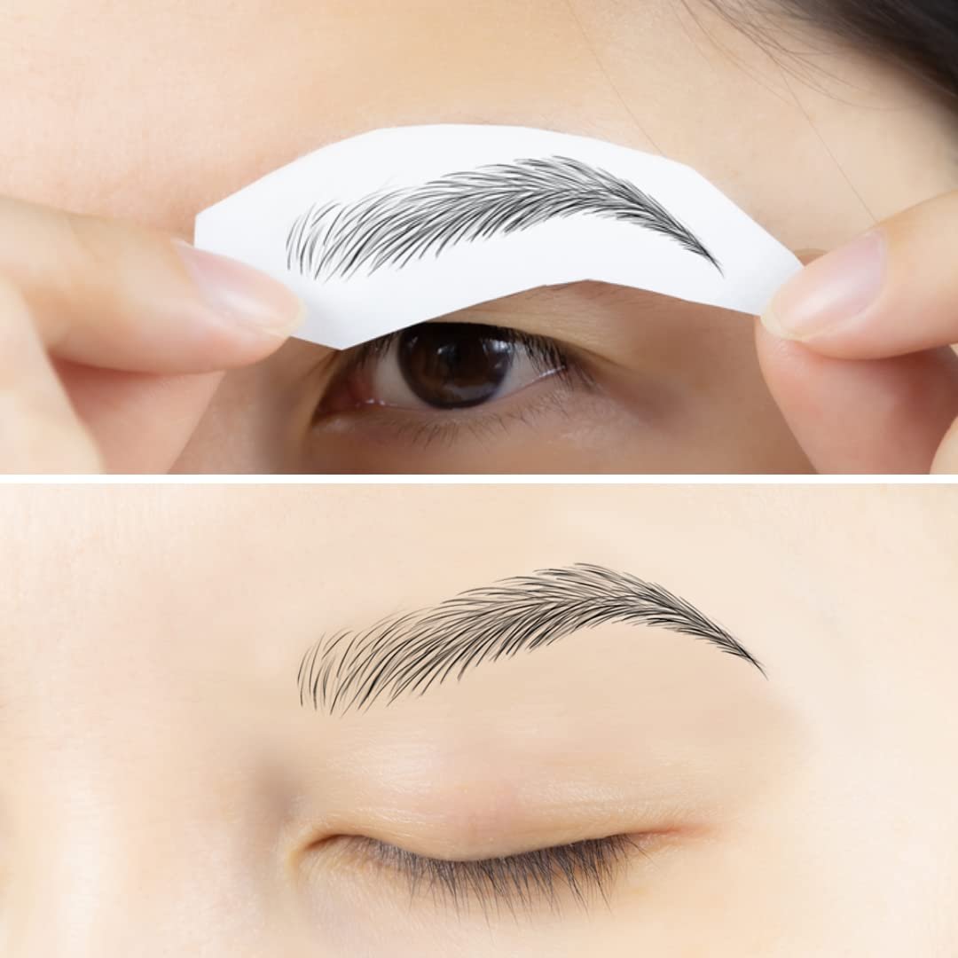 Bliss and Beyond USA Waterproof Eyebrow Tattoo Stickers | Natural Black | Real Hair Stroke Look | Temporary Hair Replacement Solution Avelisse