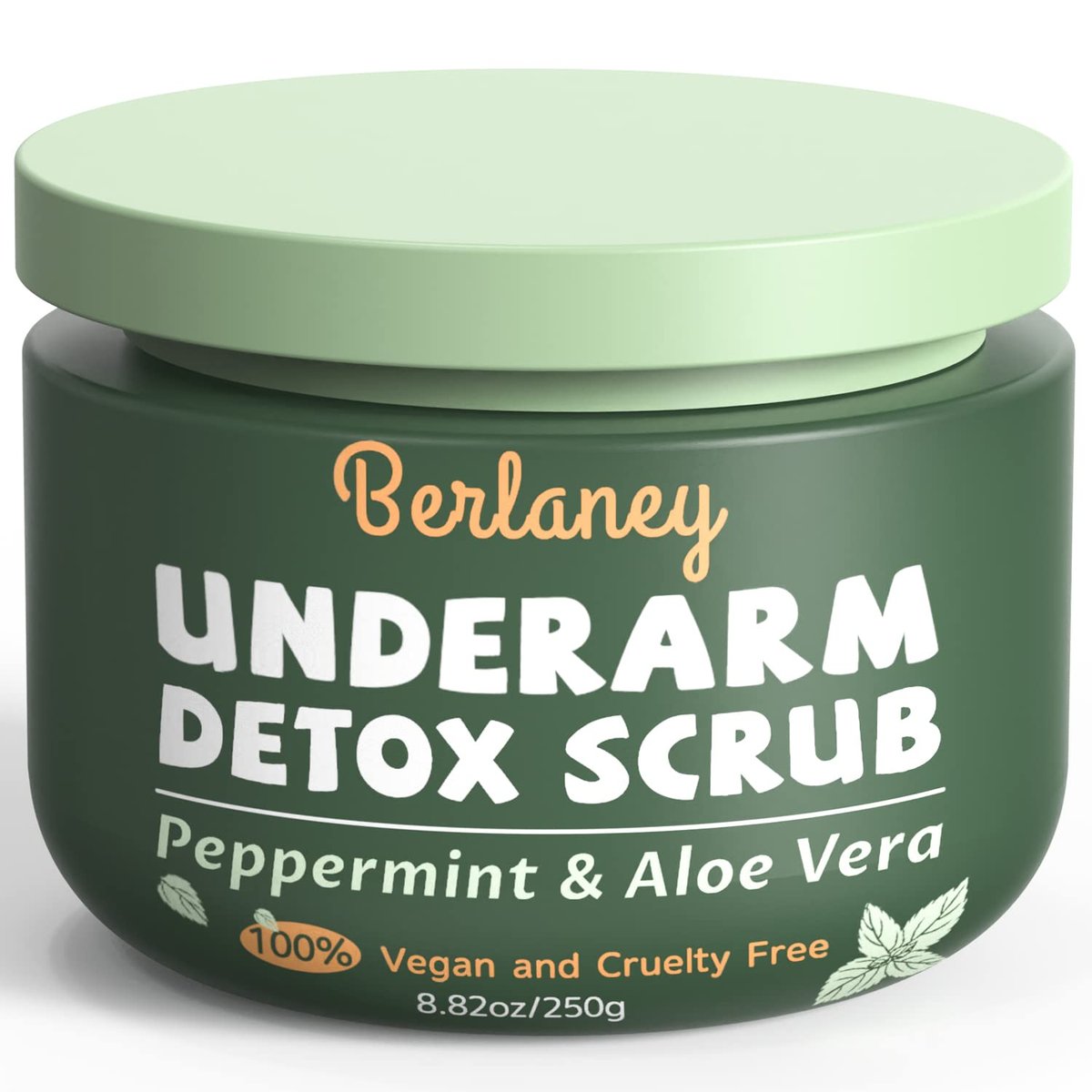 Armpit Detox Scrub 8.8 oz – Peppermint & Aloe Vera Underarm Exfoliant for Odor Removal, Deep Cleanse & Smooth Skin – Also for Legs, Knees, Feet, Hands & Whole Body Avelisse