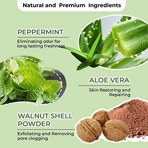 Armpit Detox Scrub 8.8 oz – Peppermint & Aloe Vera Underarm Exfoliant for Odor Removal, Deep Cleanse & Smooth Skin – Also for Legs, Knees, Feet, Hands & Whole Body Avelisse