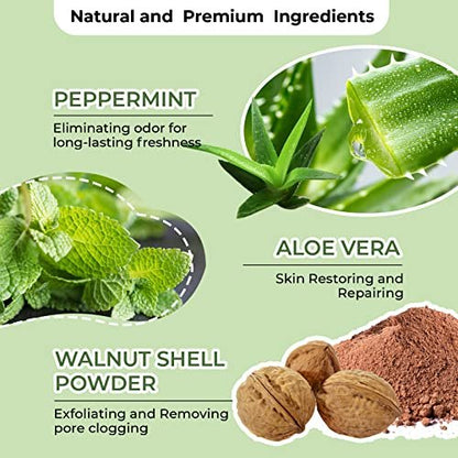 Armpit Detox Scrub 8.8 oz – Peppermint & Aloe Vera Underarm Exfoliant for Odor Removal, Deep Cleanse & Smooth Skin – Also for Legs, Knees, Feet, Hands & Whole Body Avelisse