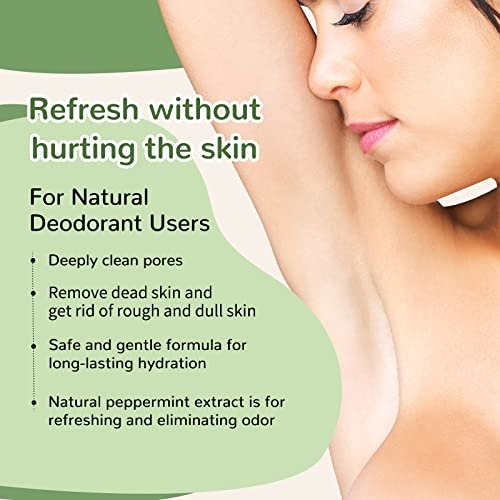 Armpit Detox Scrub 8.8 oz – Peppermint & Aloe Vera Underarm Exfoliant for Odor Removal, Deep Cleanse & Smooth Skin – Also for Legs, Knees, Feet, Hands & Whole Body Avelisse