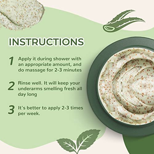 Armpit Detox Scrub 8.8 oz – Peppermint & Aloe Vera Underarm Exfoliant for Odor Removal, Deep Cleanse & Smooth Skin – Also for Legs, Knees, Feet, Hands & Whole Body Avelisse