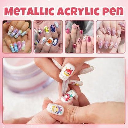 XSG 12 Colors Nail Art Pens Set – Professional Dotting & Lining Pens for Acrylic Nail Designs, DIY Manicure Kit for Home & Salon