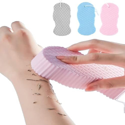 WFWJ 3-Pack Magic Exfoliating Bath Sponge – Super Soft 3D Sponge for Dead Skin Removal – Reusable for Adults, Children & Pregnant Women (Blue, Pink, Gray)