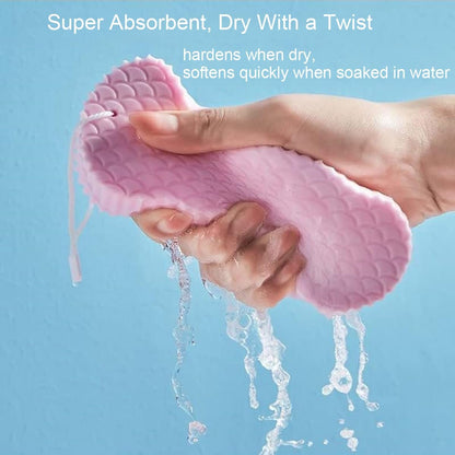 WFWJ 3-Pack Magic Exfoliating Bath Sponge – Super Soft 3D Sponge for Dead Skin Removal – Reusable for Adults, Children & Pregnant Women (Blue, Pink, Gray)