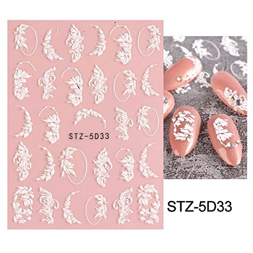 5D Spring Embossed Flower Nail Art Stickers - 4 Sheets of Real Self-Adhesive Floral Decals for Women & Girls - görsel 14