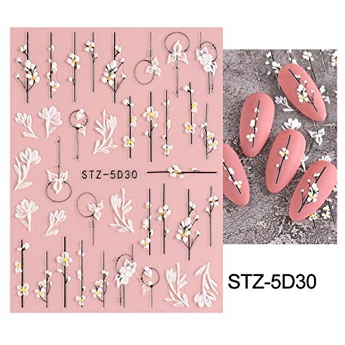 5D Spring Embossed Flower Nail Art Stickers - 4 Sheets of Real Self-Adhesive Floral Decals for Women & Girls - görsel 8