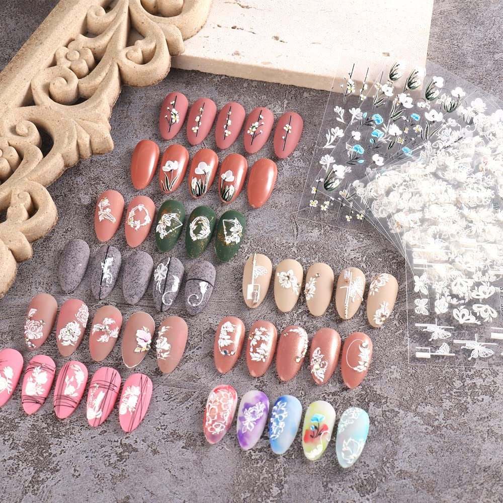 5D Spring Embossed Flower Nail Art Stickers - 4 Sheets of Real Self-Adhesive Floral Decals for Women & Girls - görsel 15