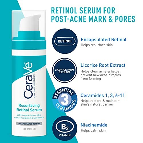 CeraVe Acne Skin Care Set: Foaming Cream Cleanser, Retinol Serum, AM & PM Facial Moisturizers Avelisse