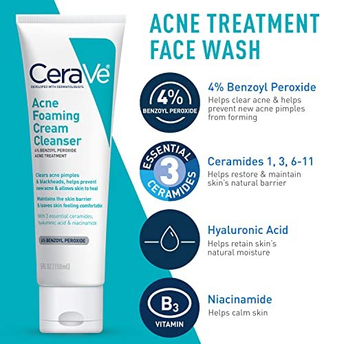 CeraVe Acne Skin Care Set: Foaming Cream Cleanser, Retinol Serum, AM & PM Facial Moisturizers Avelisse