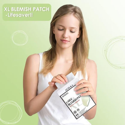 AUSLKA Blemishes Patches - 44 Hydrocolloid Strips for Large Blemishes, Zits & Breakouts – Spot Treatment for Acne-Prone Skin