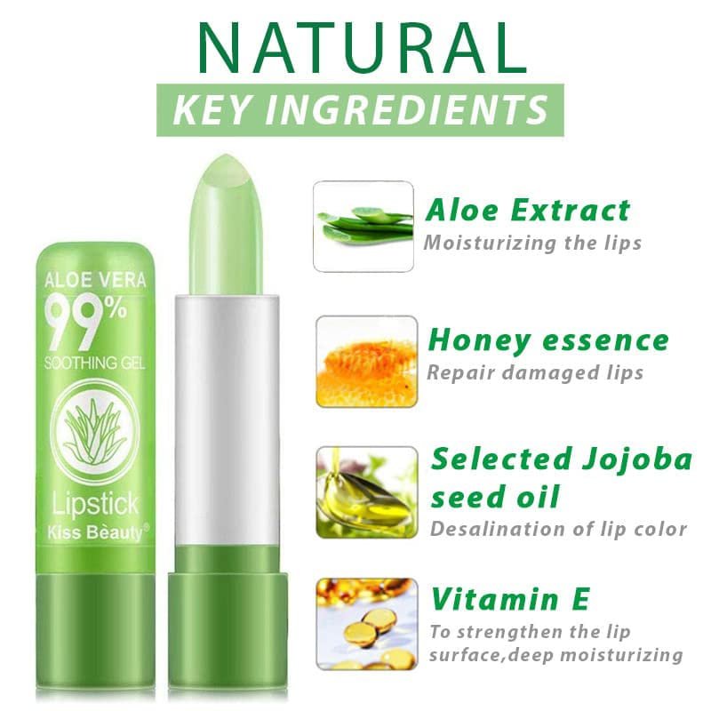 5 Pack Aloe Vera Color Changing Lipstick - 24H Long Lasting Moisturizing pH Lip Gloss & Lip Balm - görsel 4