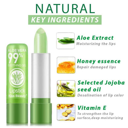 5 Pack Aloe Vera Color Changing Lipstick - 24H Long Lasting Moisturizing pH Lip Gloss & Lip Balm