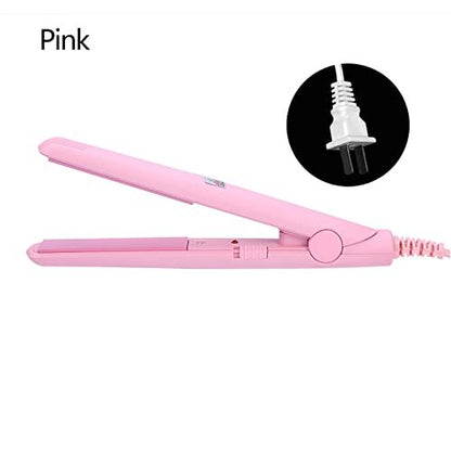 2 in 1 Mini Hair Straightener & Curler - Ceramic Tourmaline Flat Iron for Smooth, Shiny Hair - Portable Travel Iron with Fast Heating