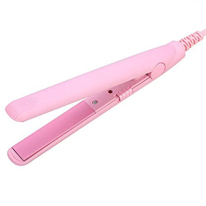 2 in 1 Mini Hair Straightener & Curler - Ceramic Tourmaline Flat Iron for Smooth, Shiny Hair - Portable Travel Iron with Fast Heating