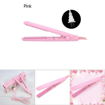 2 in 1 Mini Hair Straightener & Curler - Ceramic Tourmaline Flat Iron for Smooth, Shiny Hair - Portable Travel Iron with Fast Heating
