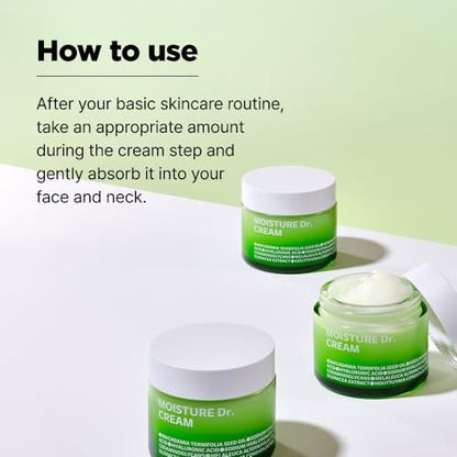 ISOI Moisture Dr. Soothing Cream – Deep Hydration with Hyaluronic Acid, Lightweight Korean Face Moisturizer for Oily & Sensitive Skin (2.37 fl oz, 70ml)
