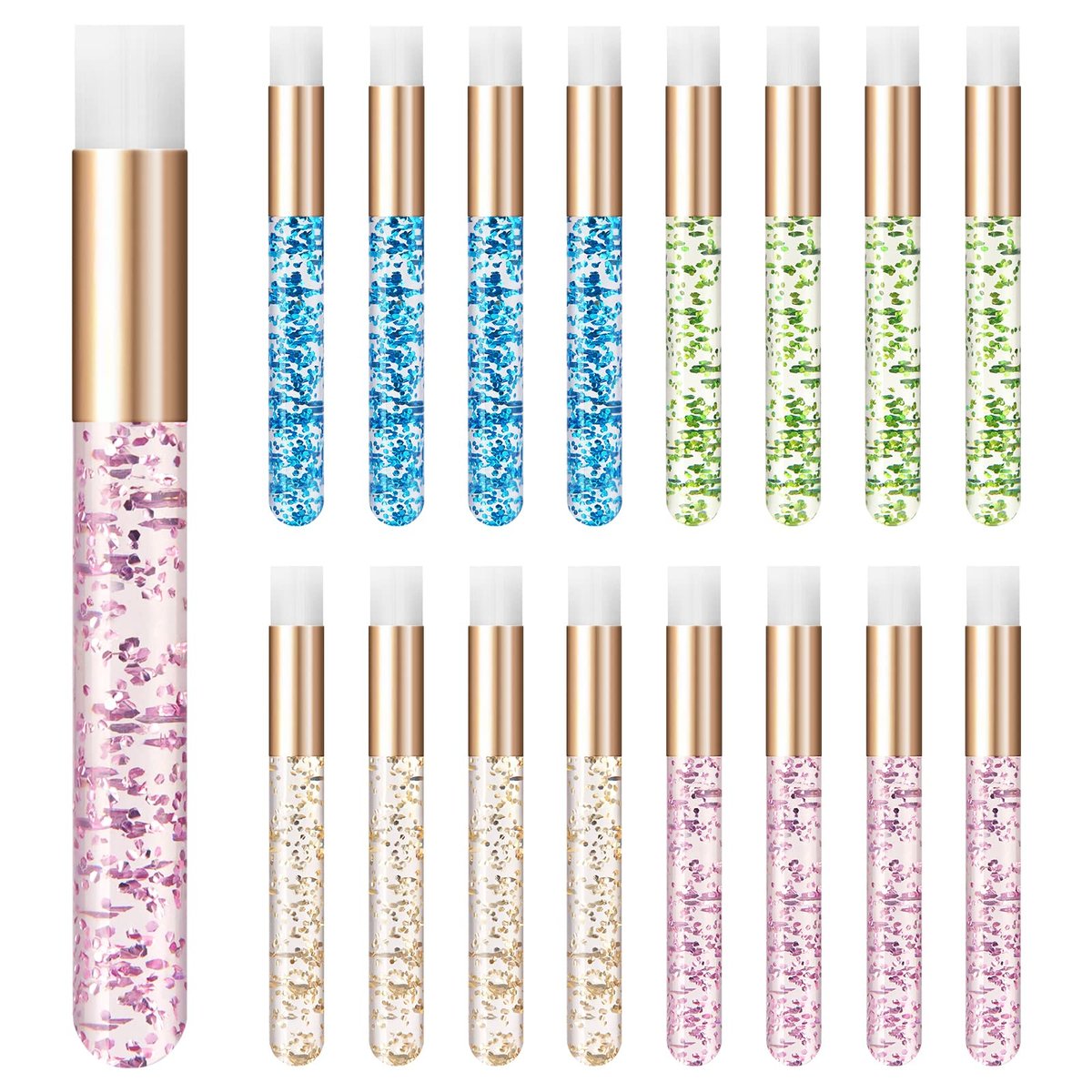 Kirecoo 17 PCS Glitter Crystal Lash Shampoo Brushes Set for Eyelash Extensions Cleansing & Nose Pore Deep Cleaning - görsel 1