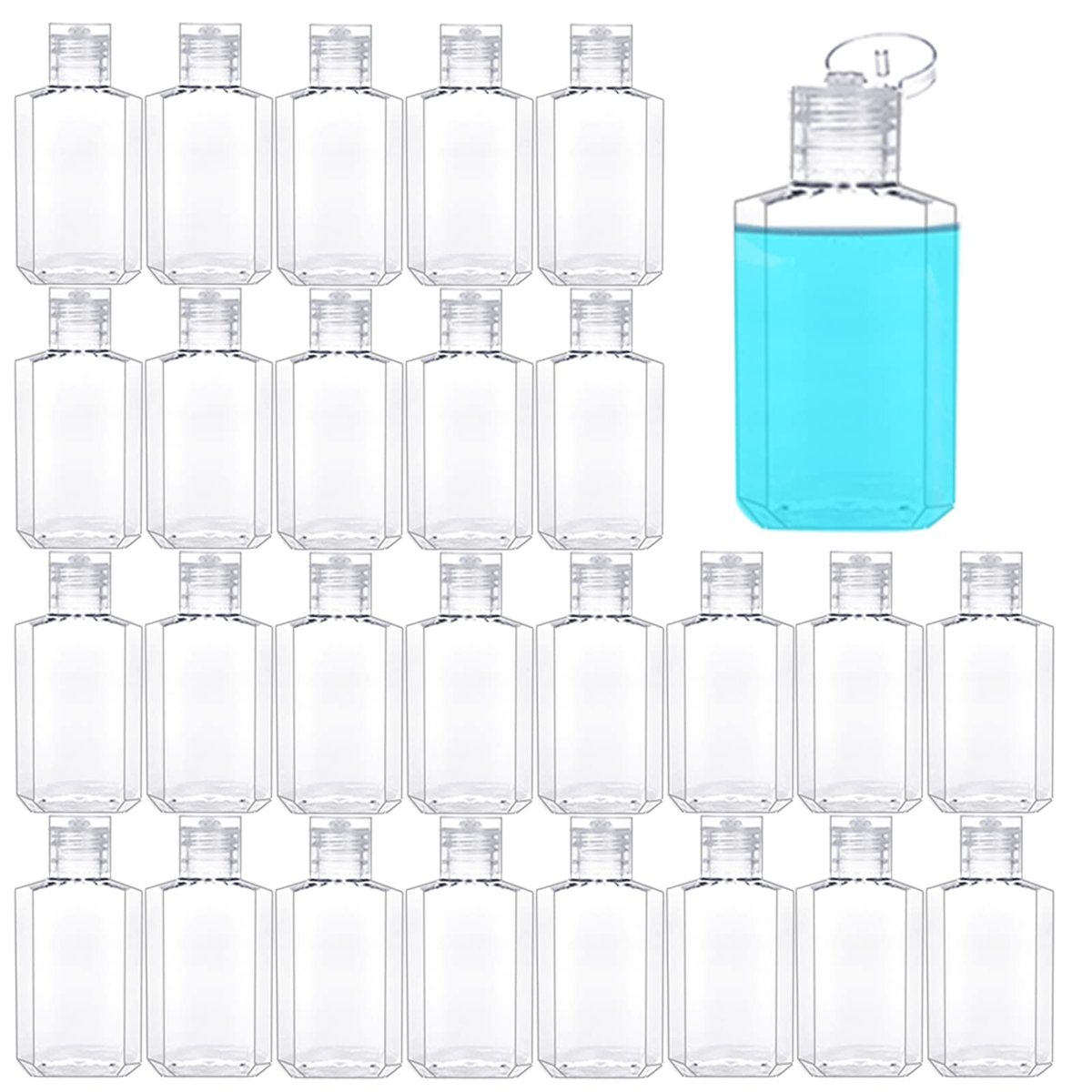 40 Pack 2 oz Plastic Refillable Bottles with Flip Cap - Travel Size Containers for Business Trips, Camping & Toiletries Avelisse