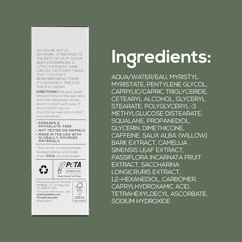 MARLOWE. No. 127 Men's Eye Cream with Vitamin C, Caffeine, and Squalane – Reduce Puffiness, Wrinkles & Dark Circles Avelisse