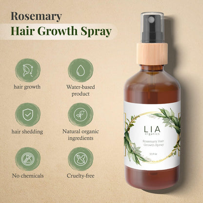 Lia Organics Rosemary Hair Growth Scalp Spray - Natural Hair Regrowth Treatment for Men and Women Avelisse